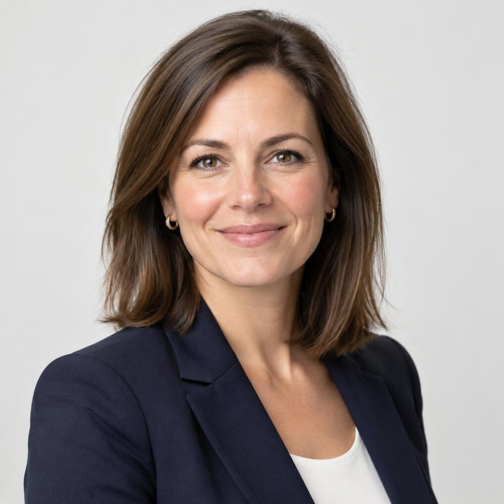 Studio portrait of a Belgian businesswoman smiling